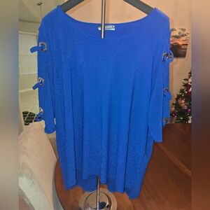 Blue Women's Sweater with Side Tie Details